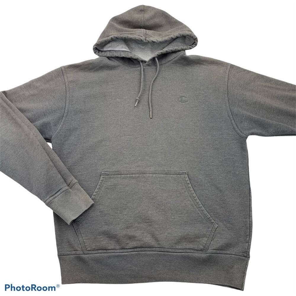 Champion Sweatshirt Mens M Hoodie Gray Heathered Kangaroo Pocket Long Sleeve